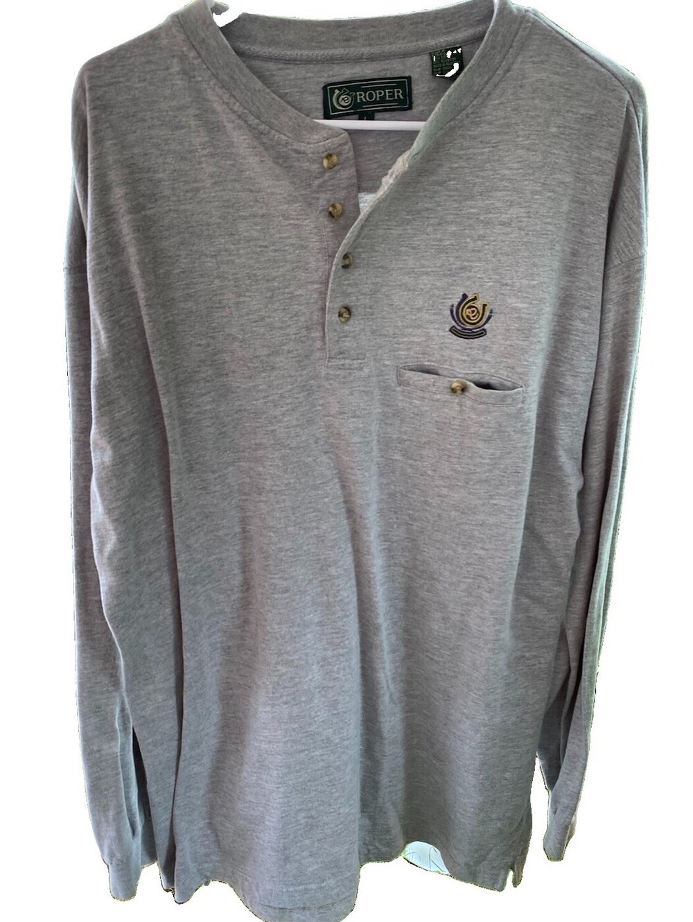 Roper Long-sleeve Gray Hanley Shirt Western Or Workwear Mens Sz L Button Pocket